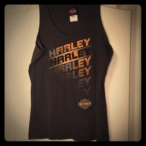 Harley Davidson gray tank top.